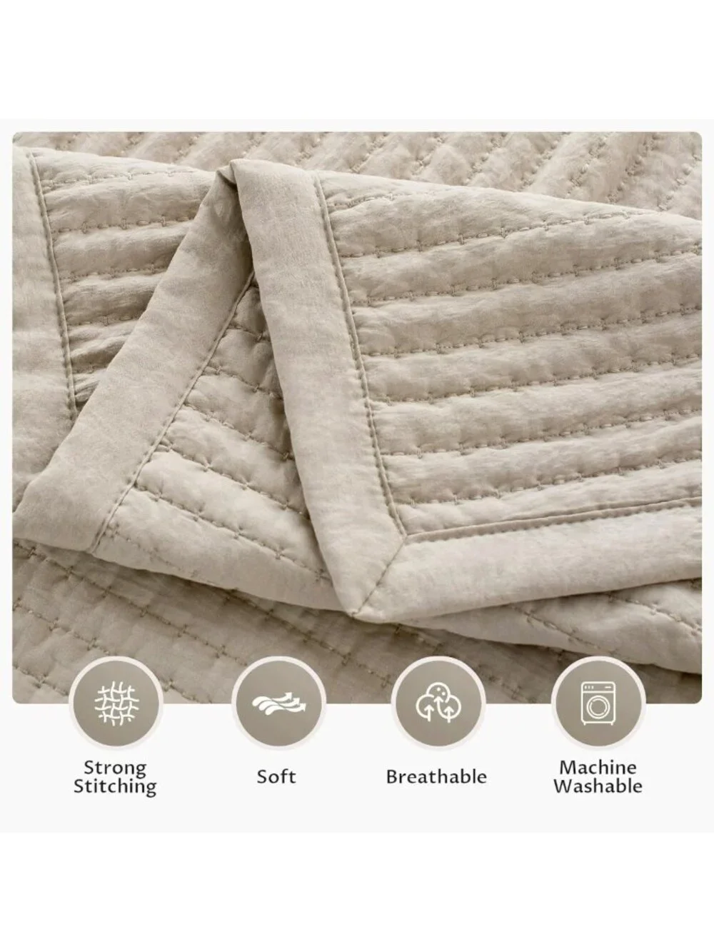 Soft Lightweight Oversized Queen Quilt Set 102x106, Cozy 3-Layer Bedding